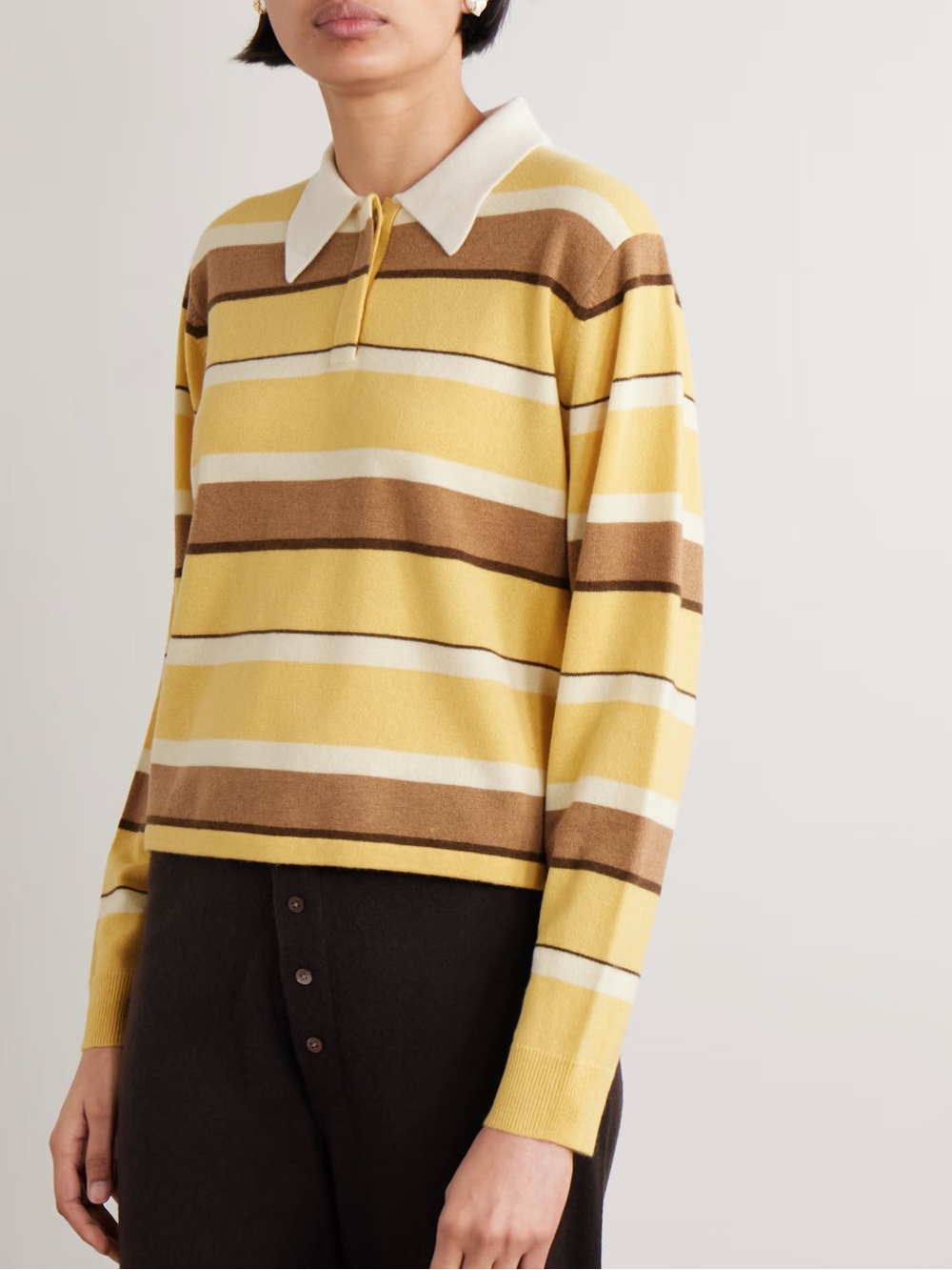 Guest in Residence Cashmere Striped Rugby Polo